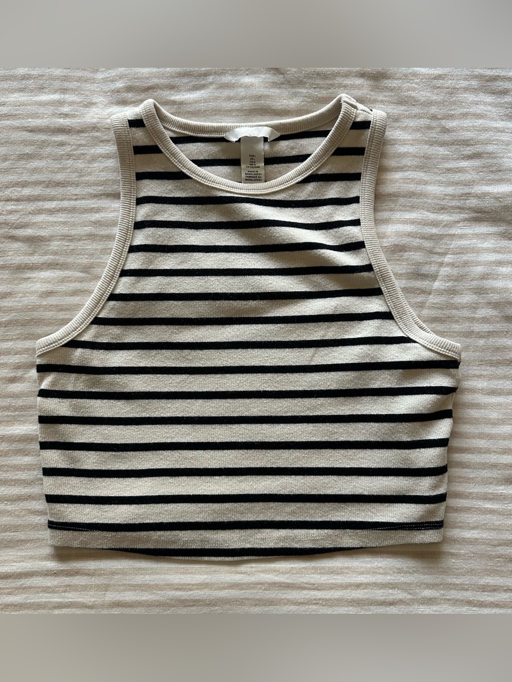h&m cotton/elastase striped crop tank / sz large